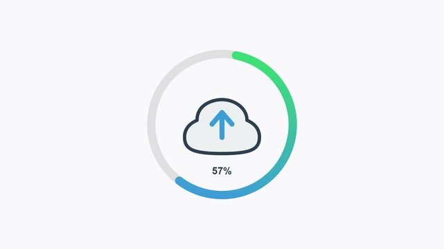 Cloud upload progress loading bar with percentage indicator vector design