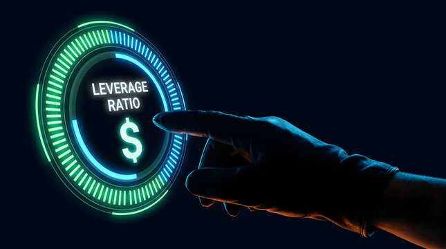 A gloved finger touches a glowing digital interface with holographic with interacts circular holographic