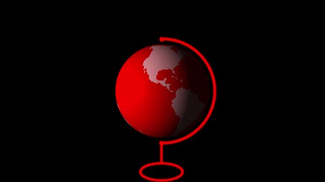 Red and white colour wold map, Seamless looping animation of the earth in to the 3d map of Honduras with the capital and black background 4k animation.