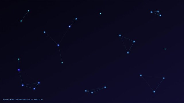 Glowing star constellations mapping the night sky in digital blue