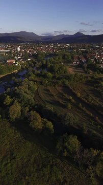 Drone Footage of the Green Landscape in Bihac