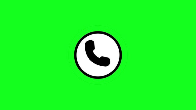 Call icon animation. call concept on mobile phone screen animation . black call icon isolated on green background. Digital radio wave signal animation