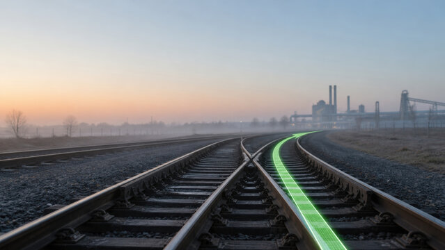 Rail Switch Alignment with Route Arrow Hologram