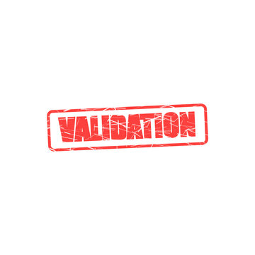 Solid block red validation rubber stamp design with inverted text on white