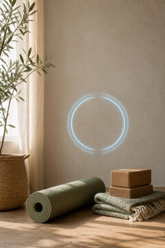 Yoga Breathing Circle Hologram with Meditation Props