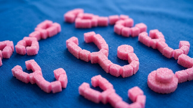 Pink Sugar Stethoscopes on Blue Background Healthcare Concept Sweet Medicine Diabetes Symbol