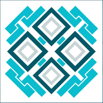 Geometric pattern with interlocking shapes and diamonds