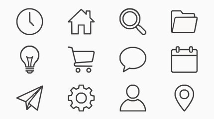Fototapeta premium Set of twelve clean line icons representing business communication and productivity concepts