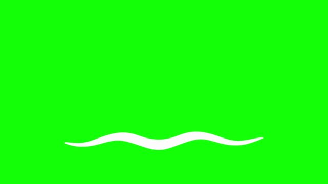 White Wavy Brush Stroke Underline Drawing Itself Left to Right on Green Screen, Hand Painted Wave Line Animation Drawing, Holding and Erasing in Loop for Chroma Key Overlay