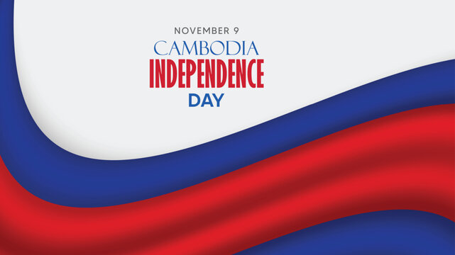 Cambodia Independence Day Poster Featuring National Colors And Elegant Abstract Wave vector Design