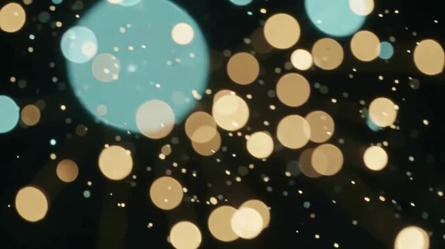 Defocused abstract bokeh lights in gold and blue tones