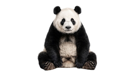 Giant panda sitting and facing forward on isolated on transparent background © PNG Studio 99