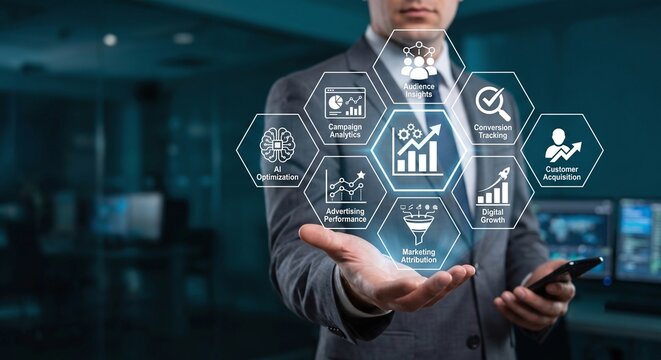 Cybersecurity professional displaying a holographic digital identity management and privacy protection dashboard.