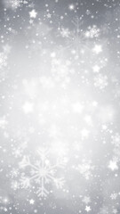 Silver white shining snowflakes with snowfall illustration vertical background. © robsonphoto