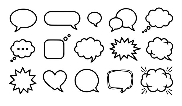 Playful cartoon speech thought and comic burst bubble icon collection editable vector