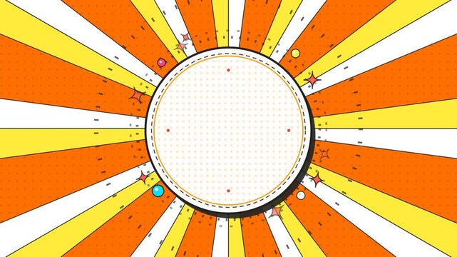 Vibrant Orange and Yellow Sunburst Background with Circular Frame for Festive Announcements and Decorative Graphic Design Displays