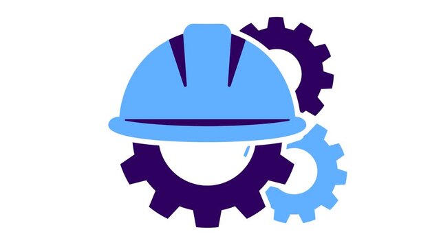 Hard Hat and Gears icon loop animation for Construction and Engineering Concept