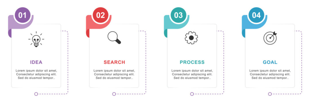 Four Step Business Strategy Process Infographic with Idea and Goal