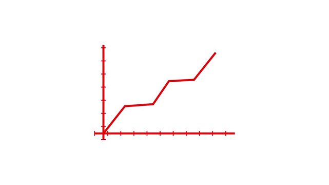 Animated line growth graph chart with rising business arrow analytics graph for financial market analysis animation. line graph show increasing or growth business. 4k