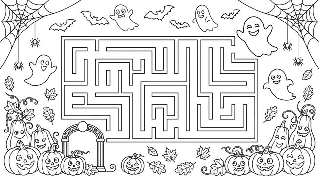 Spooky halloween maze adventure a fun and engaging coloring page for kids of all ages to enjoy