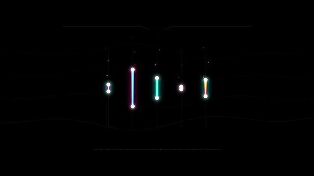 Abstract neon frequency synthesizer waves pulsing in a seamless loop