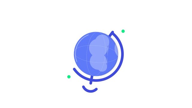 Animated spinning globe icon on a simple white background for education