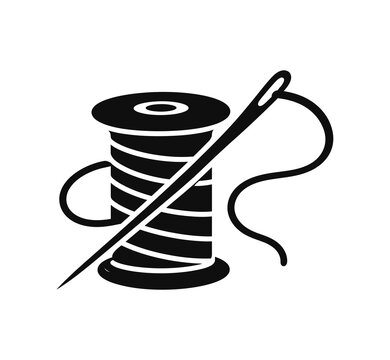 Tailor Sewing Thread Spool Needle Vector Icon