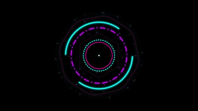  Abstract procedural retro cassette hologram seamless motion graphic featuring glowing orange magnetic tape reels, audio waveform, and HUD indicators on a dark grid background. This sleek digital 