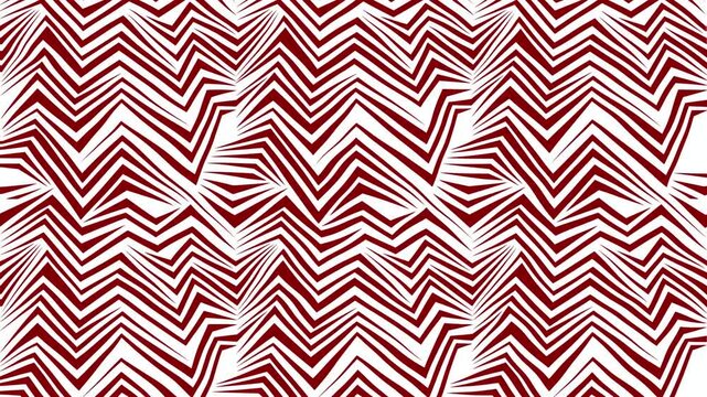 Red and white geometric zigzag pattern loop motion background