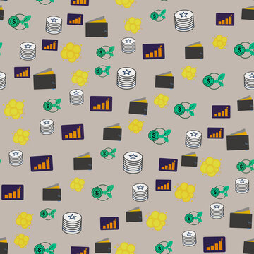 Finance and growth icons seamless pattern