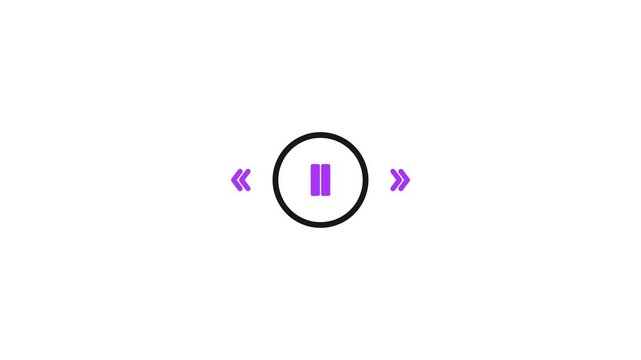 Minimalist interactive media player interface icons with playback controls