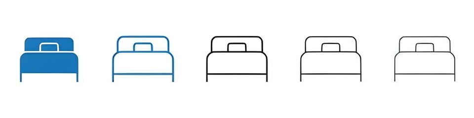 Bed icon Isolated flat vector in outline. Thin line customizable illustration. Contour symbol. Vector isolated outline drawing. Editable stroke © Lovely