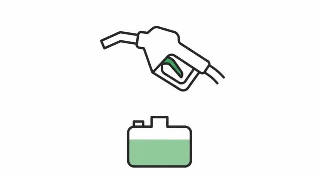 gas nozzle icon dripping fuel into a tank line art illustration