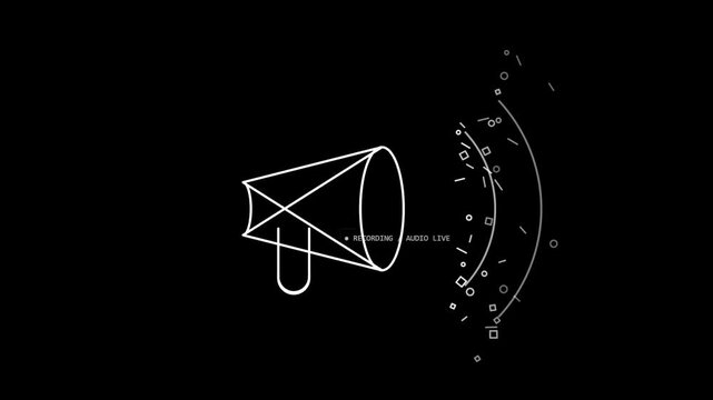Animated megaphone icon broadcasting sound waves for marketing