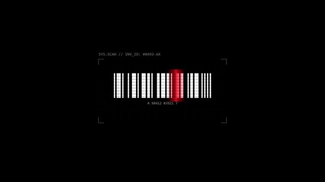 Digital barcode scanner interface scanning inventory data on black
