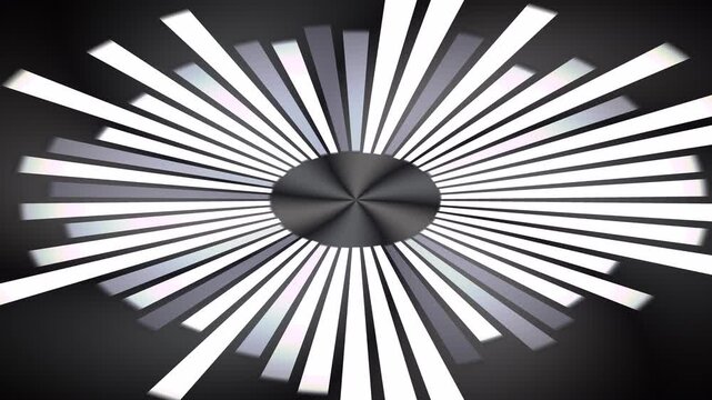 Dynamic Radial Audio Visualizer with Pulsating Light Bars on a Dark Background Loop