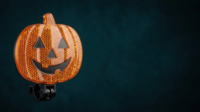 Orange pumpkin bicycle reflector on a dark background banner