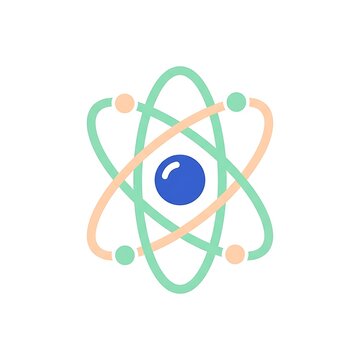 Minimalist Cute Atom Icon Vector Illustration for Science and Education