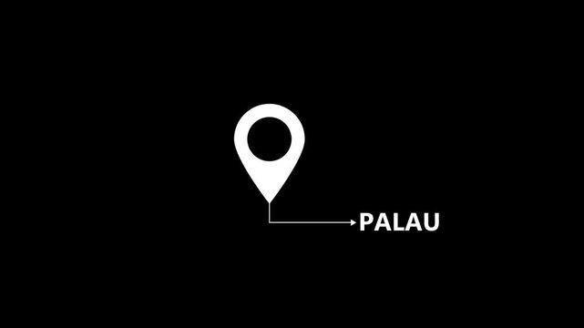 This is a United States state. location of the city of Palau on black screen. location icon animation. Country GPS location tracking icon. location pin appearing.