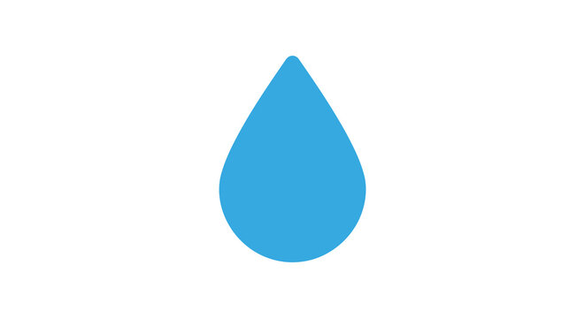 A single blue water droplet against a white background waterdrop