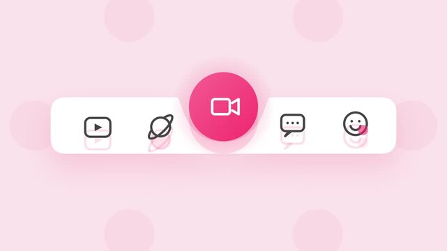 Minimalist Pink UI Navigation Menu Animation Featuring Digital Social Media Icons For Website Or Mobile App Interaction Design Elements Interface
