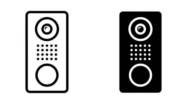 Intercom building home security technology outline and filled icon