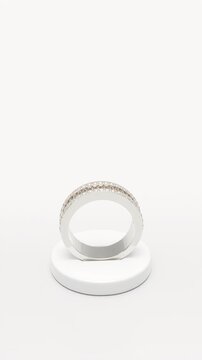 Platinum Ring with Champagne Baguette and Round Diamonds on Seamless Loop