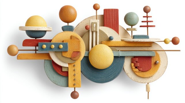 A dynamic bauhaus-inspired geometric artwork in a minimalist environment through intersecting forms