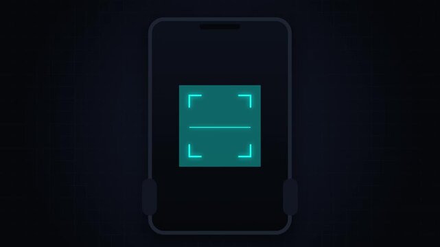 Smartphone Screen QR Code Scan with Glowing Cyan Scanner Frame and Success Authentication Notification 4K Video