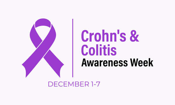 Crohn&rsquo;s and Colitis Awareness Week vector illustration concept, observed annually from December 1 to 7. Creative purple ribbon design