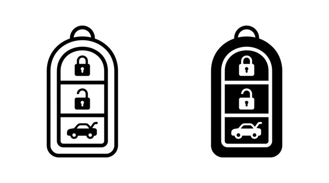 Car key remote automotive vehicle security outline and filled icon