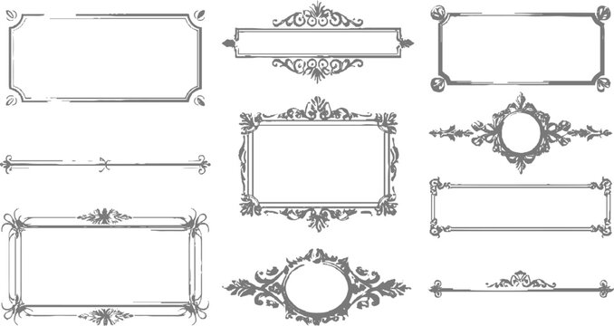 Collection of Vintage Frames Featuring Decorative Borders, Elegant Ornamentation, Antique Style and Classic Design Elements.