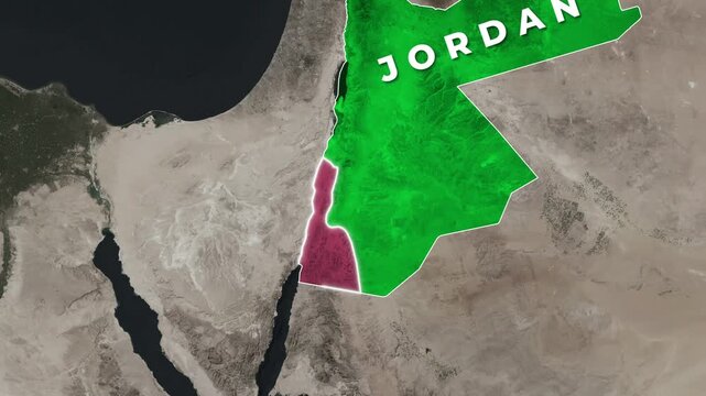 Jordan Map Animation Highlighting Aqaba Governorate with Location Pin