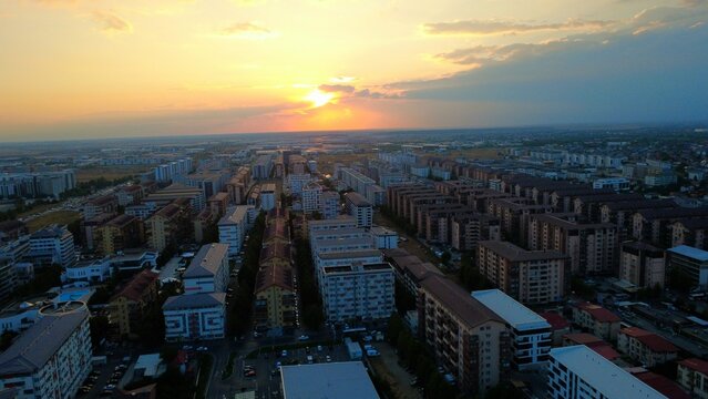 Bucharest Urban Skyline Across the Horizon